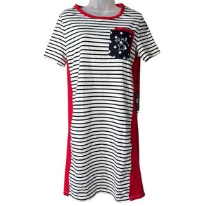 Tommy Hilfiger Small Petite Striped Tee Shirt Dress Americana LOGO NWT